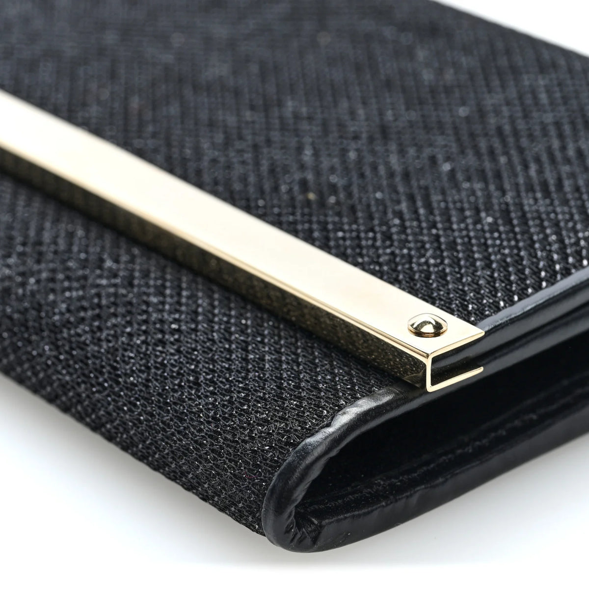 Jimmy Choo Canvas Glitter Milla Wallet on Chain Black
