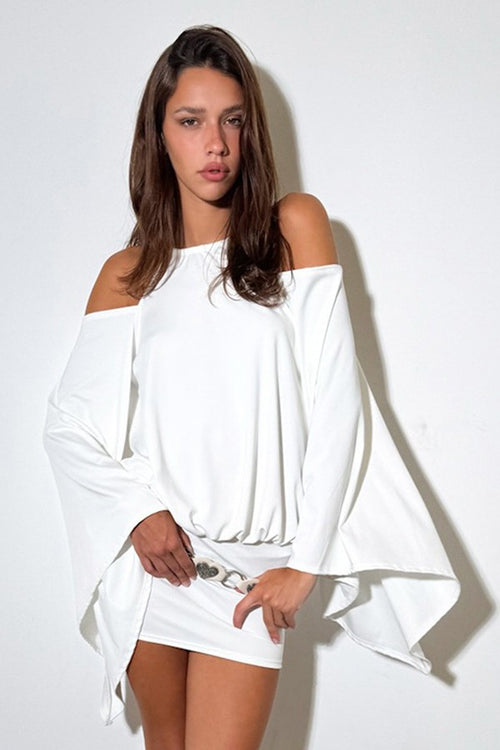 Cold-Shoulder Bell Sleeve Mini Dress