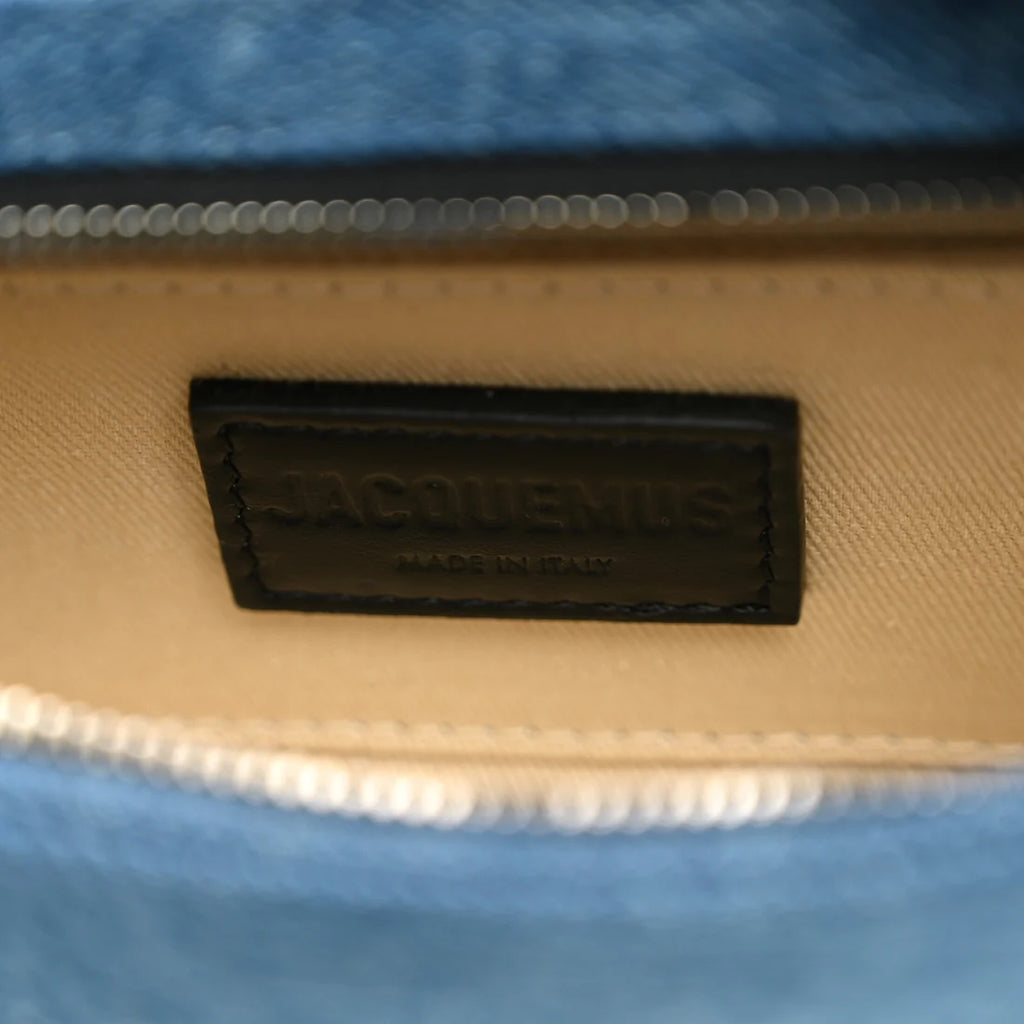 Jacquemus Blue Denim Hobo Bag with Silver Sphere Detail