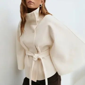 Stand Collar Button Belt Trench Coat