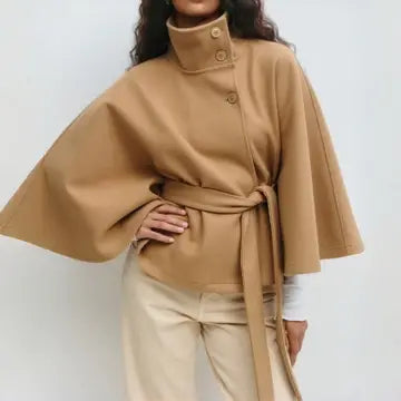Stand Collar Button Belt Trench Coat