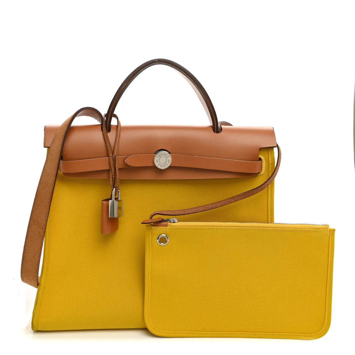 Hermes Vache Hunter Toile Officier Herbag Natural Jaune De Naples