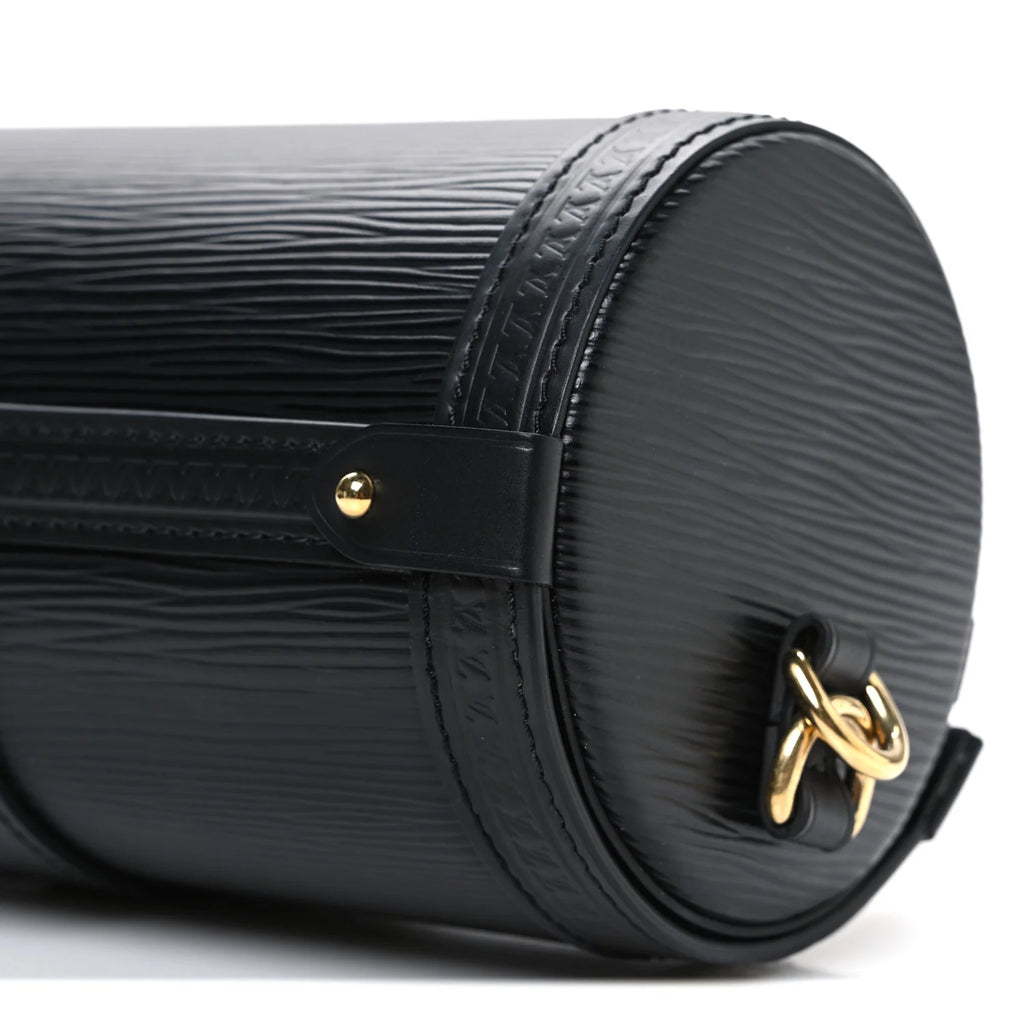 Louis Vuitton Noir Black Leather Papillon Trunk Chain Bag with Gold Hardware