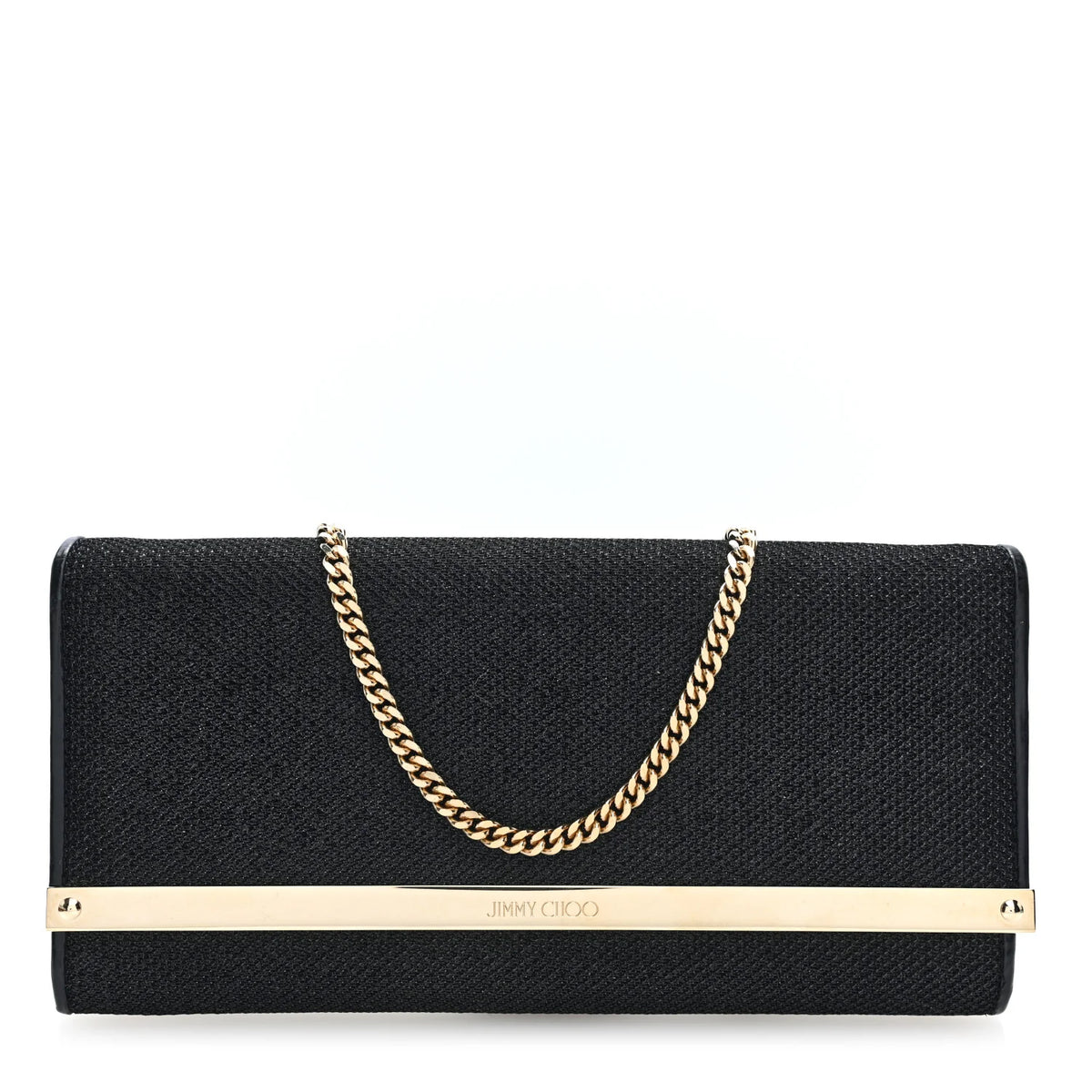 Jimmy Choo Canvas Glitter Milla Wallet on Chain Black