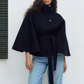 Stand Collar Button Belt Trench Coat