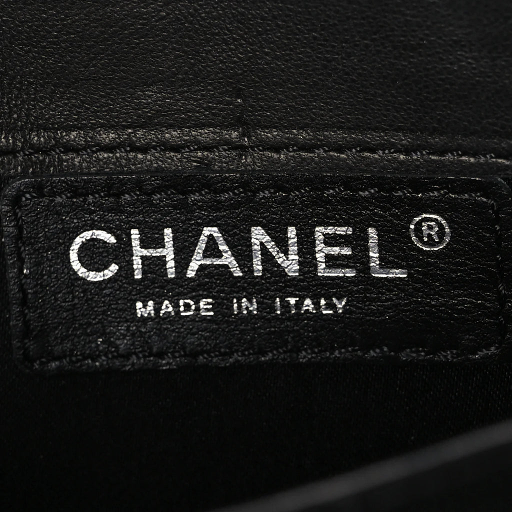 Chanel Patent Calfskin Quilted Flap Clutch With Chain Black