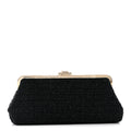 Chanel Tweed Quilted Kiss Lock Clutch Black