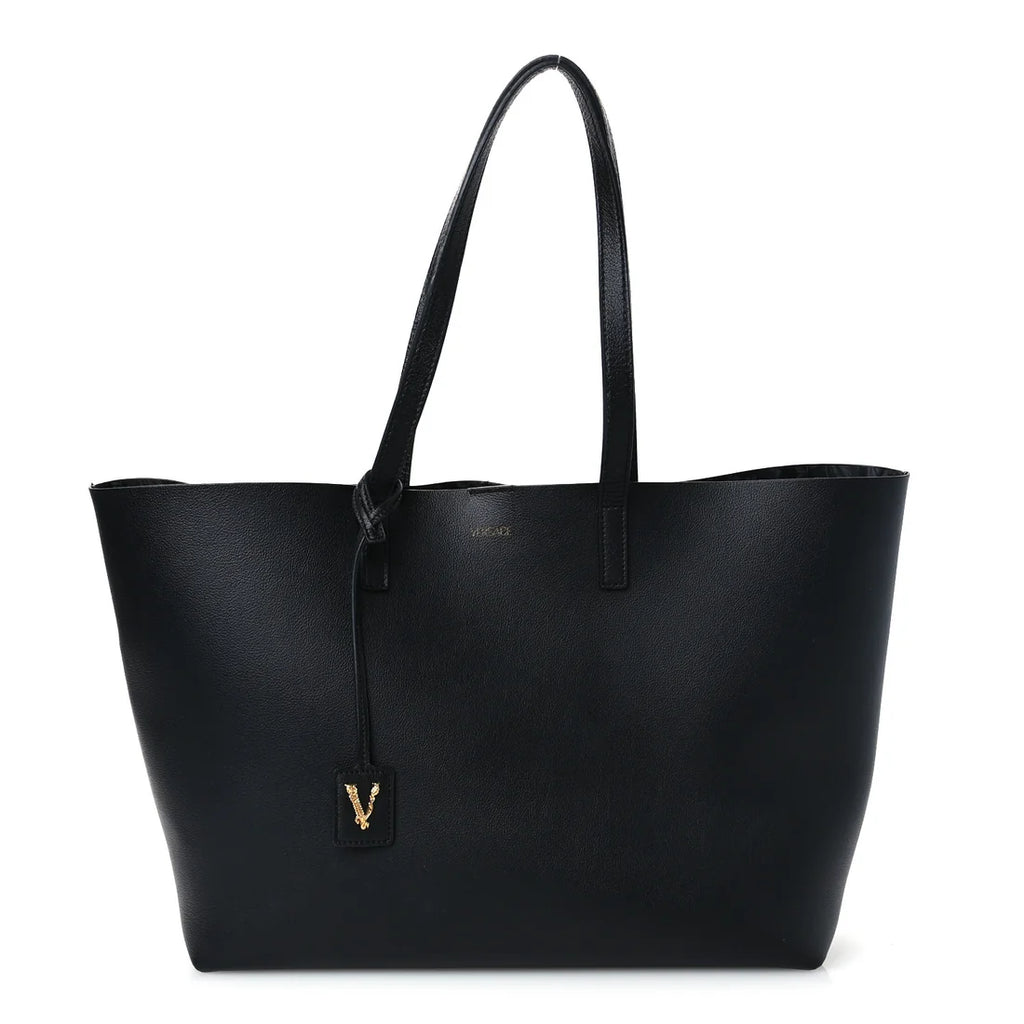 Versace Calfskin Virtus Tote Black