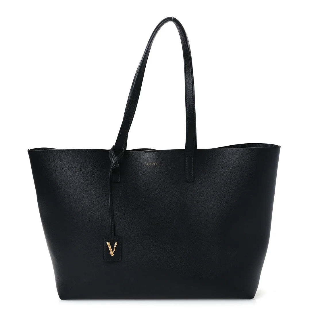 Versace Calfskin Virtus Tote Black