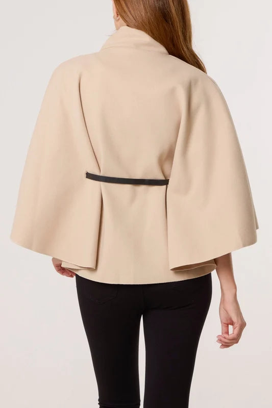 Stand Collar Button Belt Trench Coat