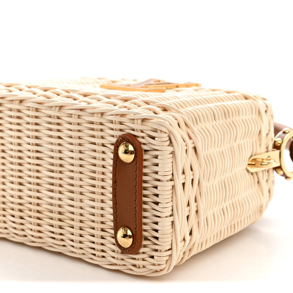 LOUIS VUITTON Rattan Calfskin Capucines Mini Brown