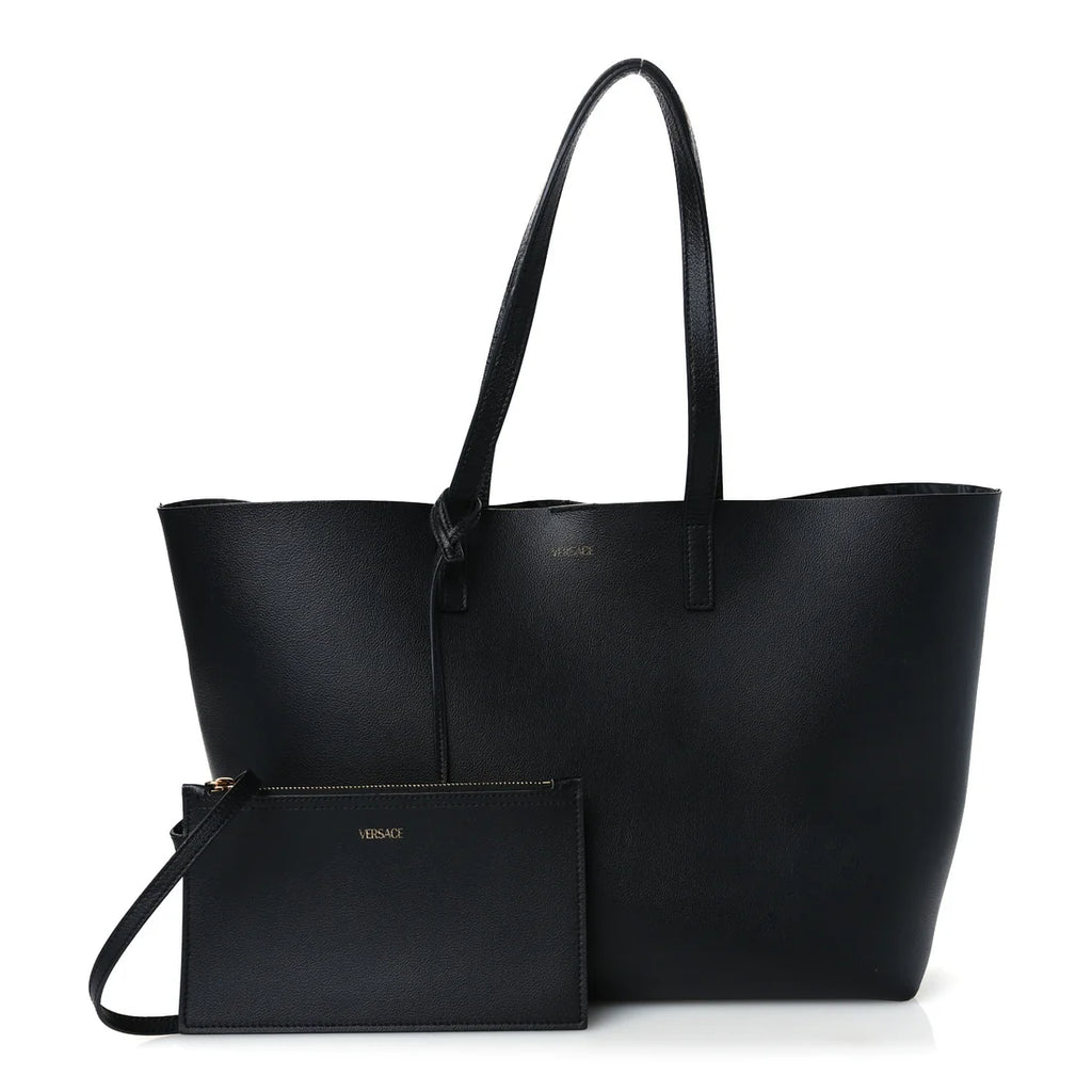 Versace Calfskin Virtus Tote Black
