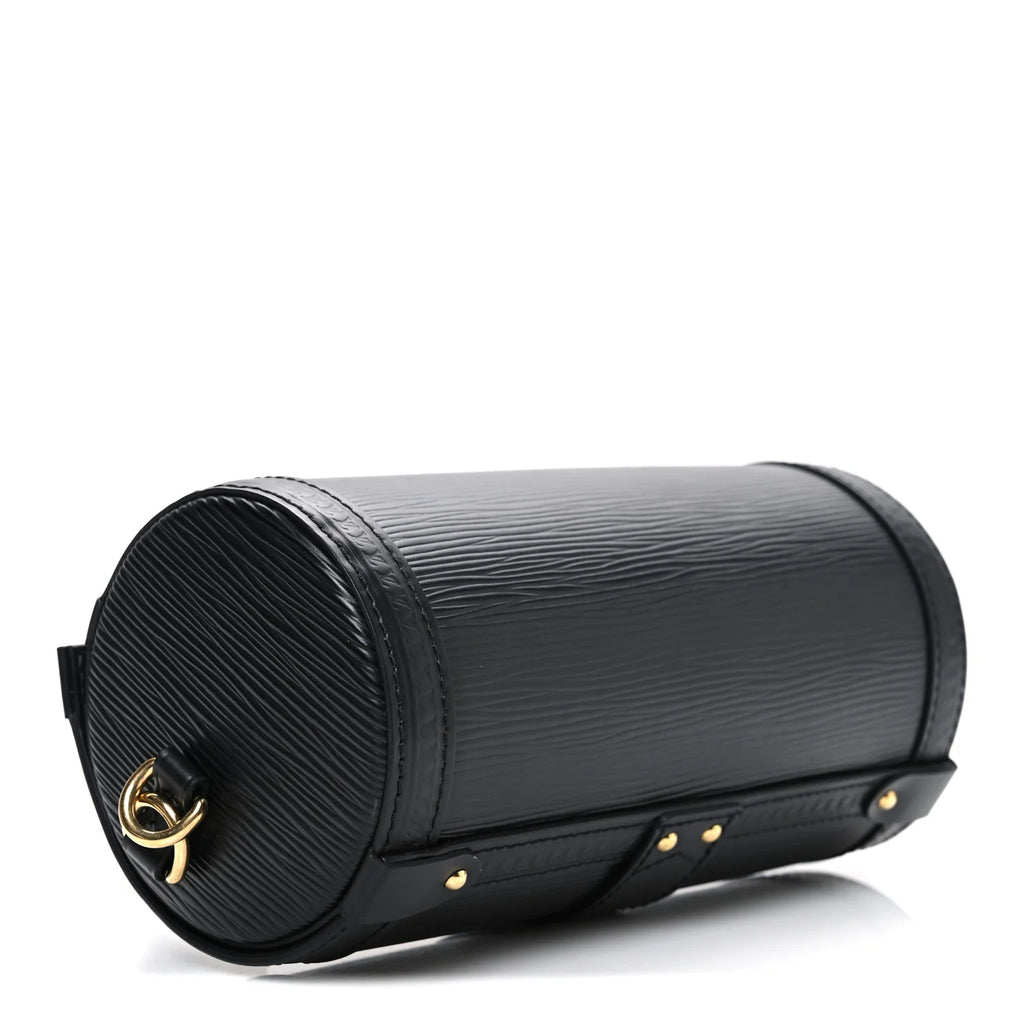 Louis Vuitton Noir Black Leather Papillon Trunk Chain Bag with Gold Hardware