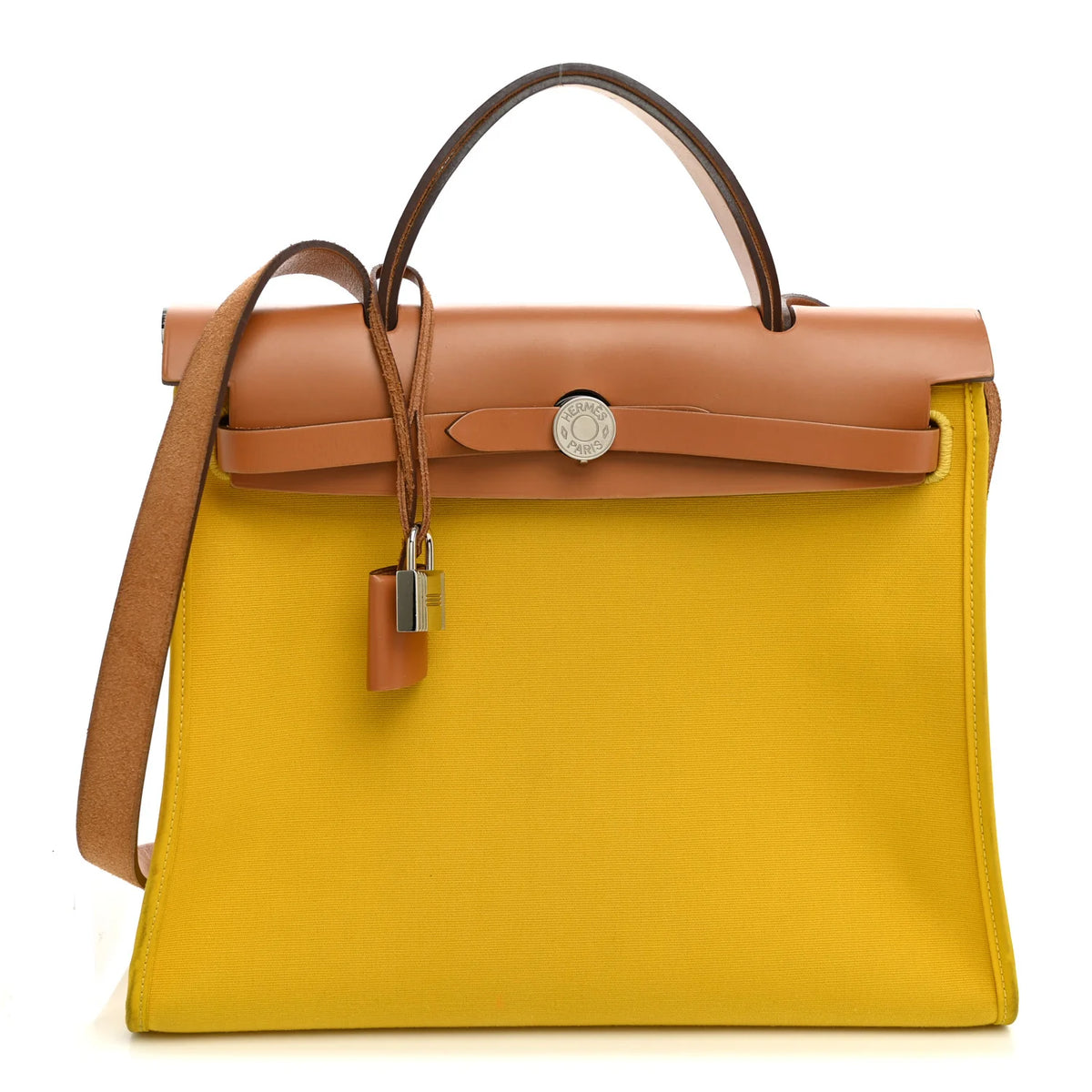 Hermes Vache Hunter Toile Officier Herbag Natural Jaune De Naples