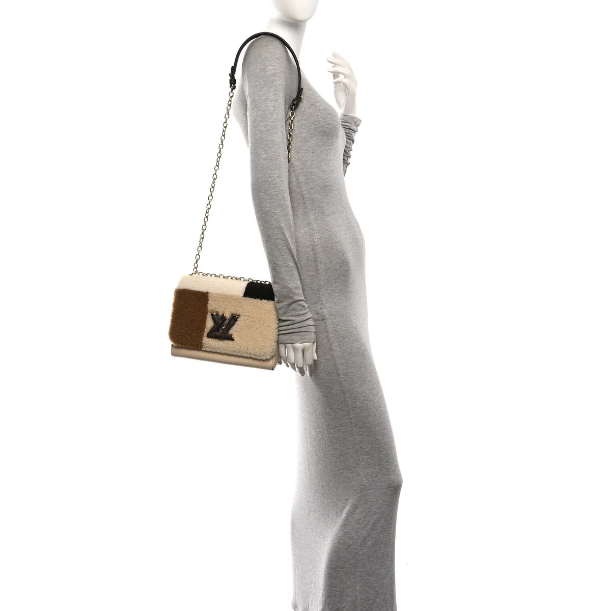 Louis Vuitton Shearling Colorblock Monogram Twist Shoulder Bag