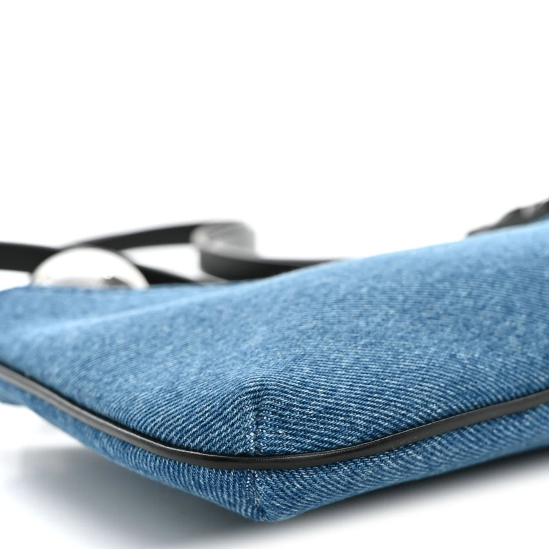 Jacquemus Blue Denim Hobo Bag with Silver Sphere Detail