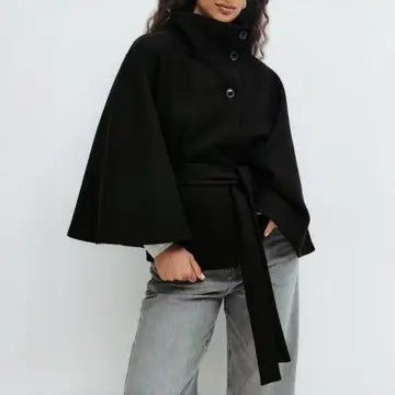 Stand Collar Button Belt Trench Coat
