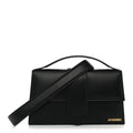Jacquemus Le Bambino Black Leather Top Handle & Shoulder Bag with Gold Logo